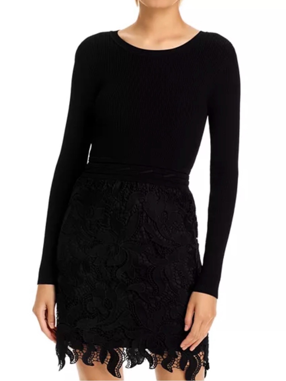 MILLY $395 NWT Katie Lace Combo Knit Mini Dress.